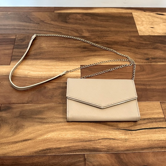 Handbags - Taupe Pink Clutch Envelope Purse with Chain Strap Option
